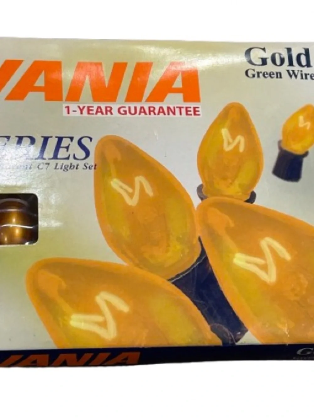 Vintage Sylvania Gold Transparent C7 Light Set Decorator Series Celestial 25 ft